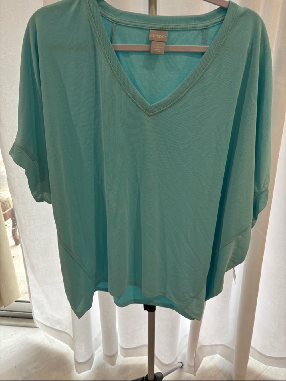 Chico's Teal V-Neck Tunic Top